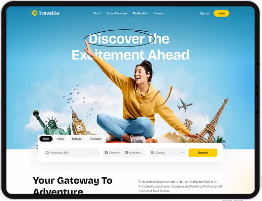 TravelGo booking UI on iPad